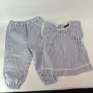 Victoria Beckham Target Blue Stripe Poplin Baby Set Outfit 24 Months - NWOT